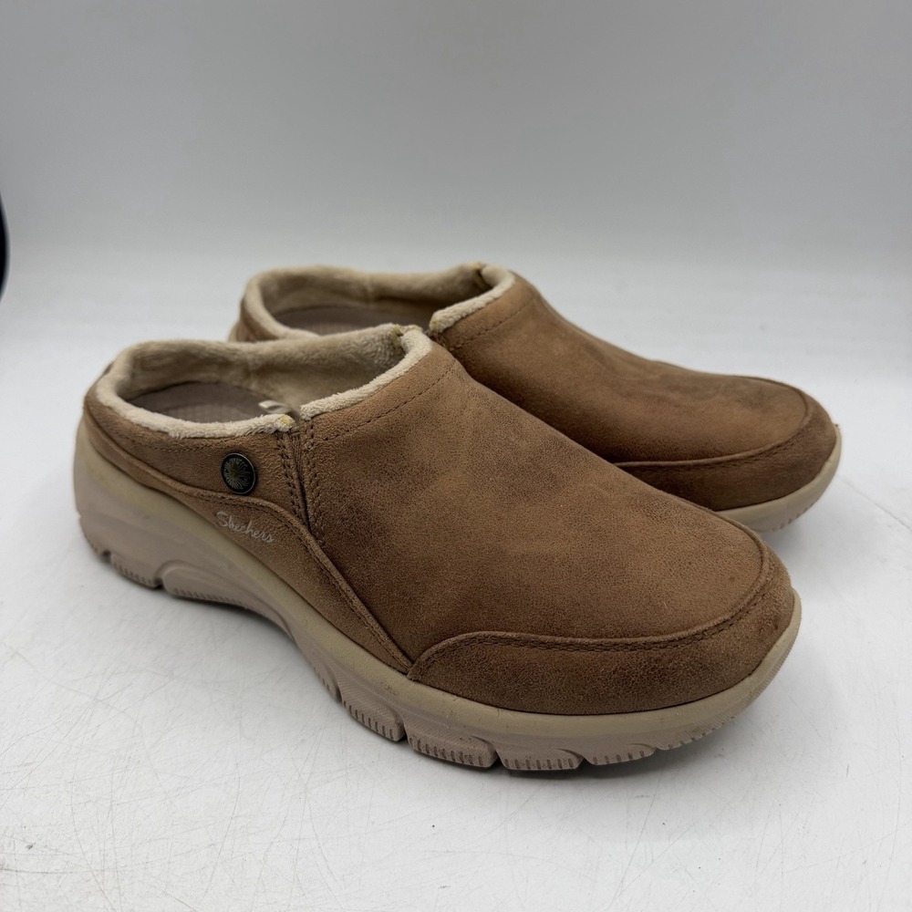 Skechers Easy Going 2 Clogs Womens Sz 6 Tan Slip On Comfort Shoes Mules 167870